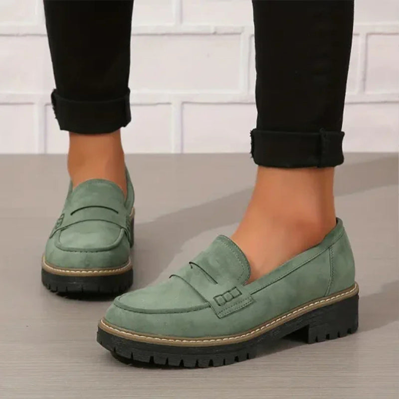 Romy | Women's Black Loafer Platform Sole Chunky Tread