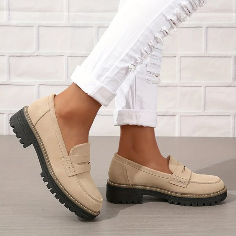 Romy | Women's Black Loafer Platform Sole Chunky Tread