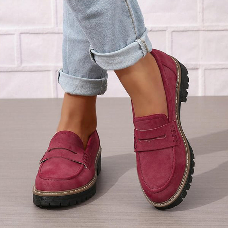 Romy | Women's Black Loafer Platform Sole Chunky Tread