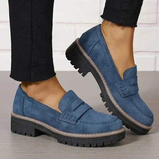 Romy | Women's Black Loafer Platform Sole Chunky Tread
