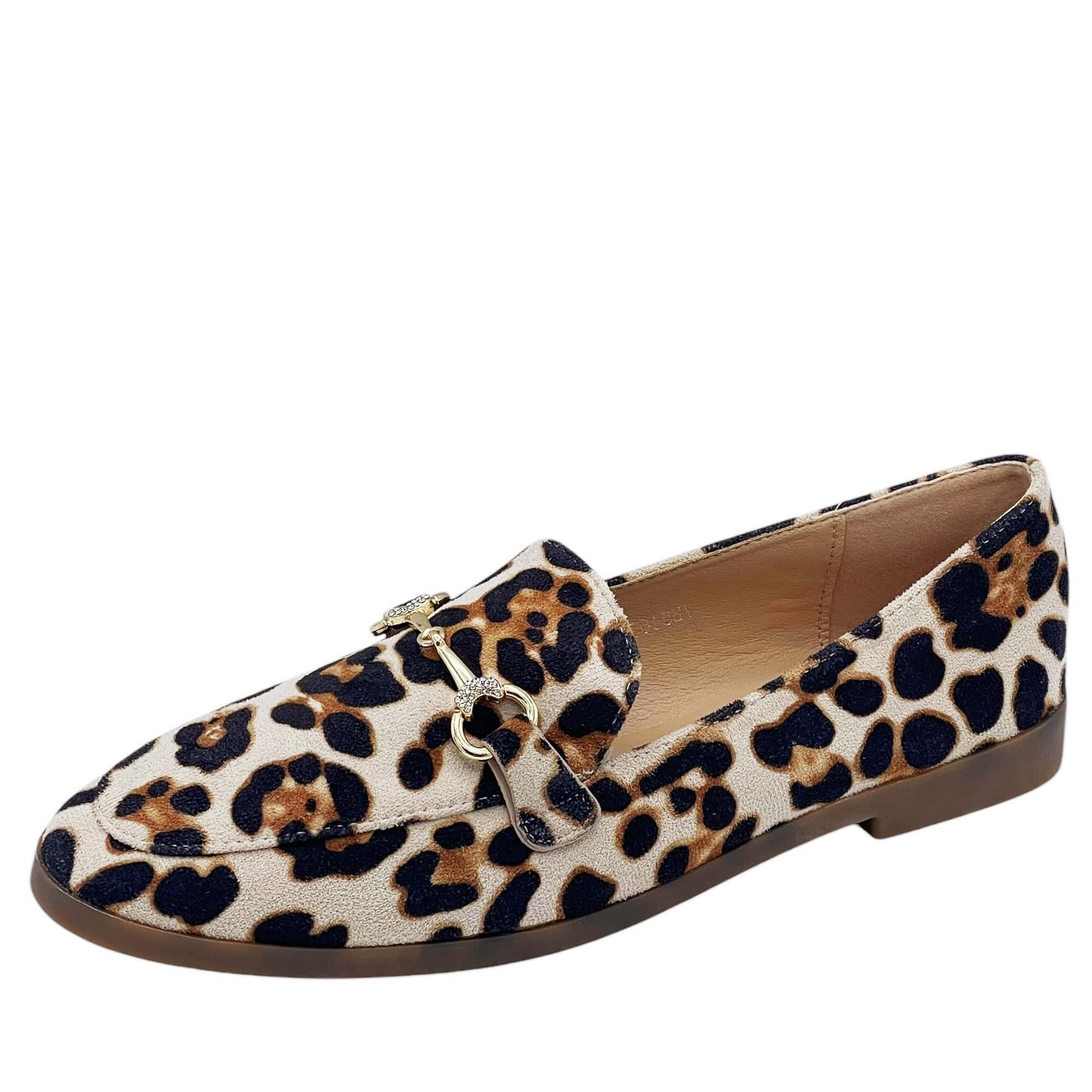 Opal | Women's Zebra Stripe Loafer Cream Navy Gold Hardware