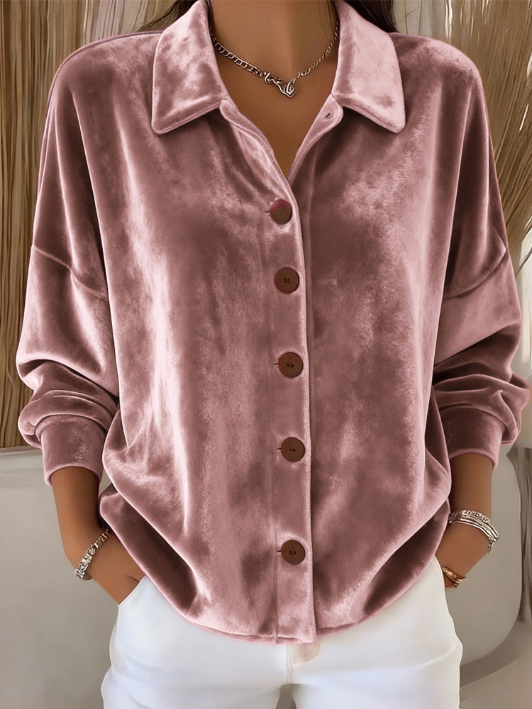 Opal | Women's Velvet Button Down Shirt Cream