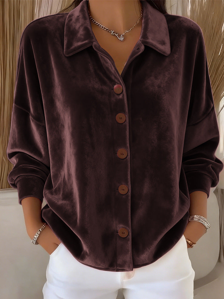 Opal | Women's Velvet Button Down Shirt Cream