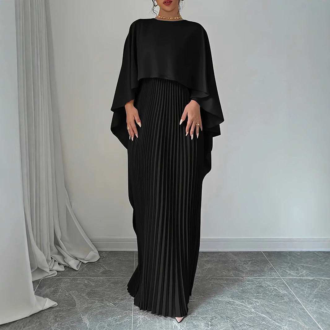 Opal | Women's Pleated Maxi Dress Cream Cape Sleeve