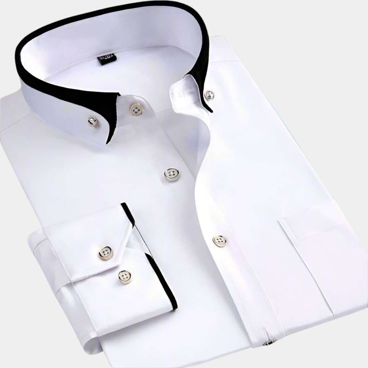 Barrett | Men's Dress Shirt Black Burgundy Contrast Collar Long Sleeve