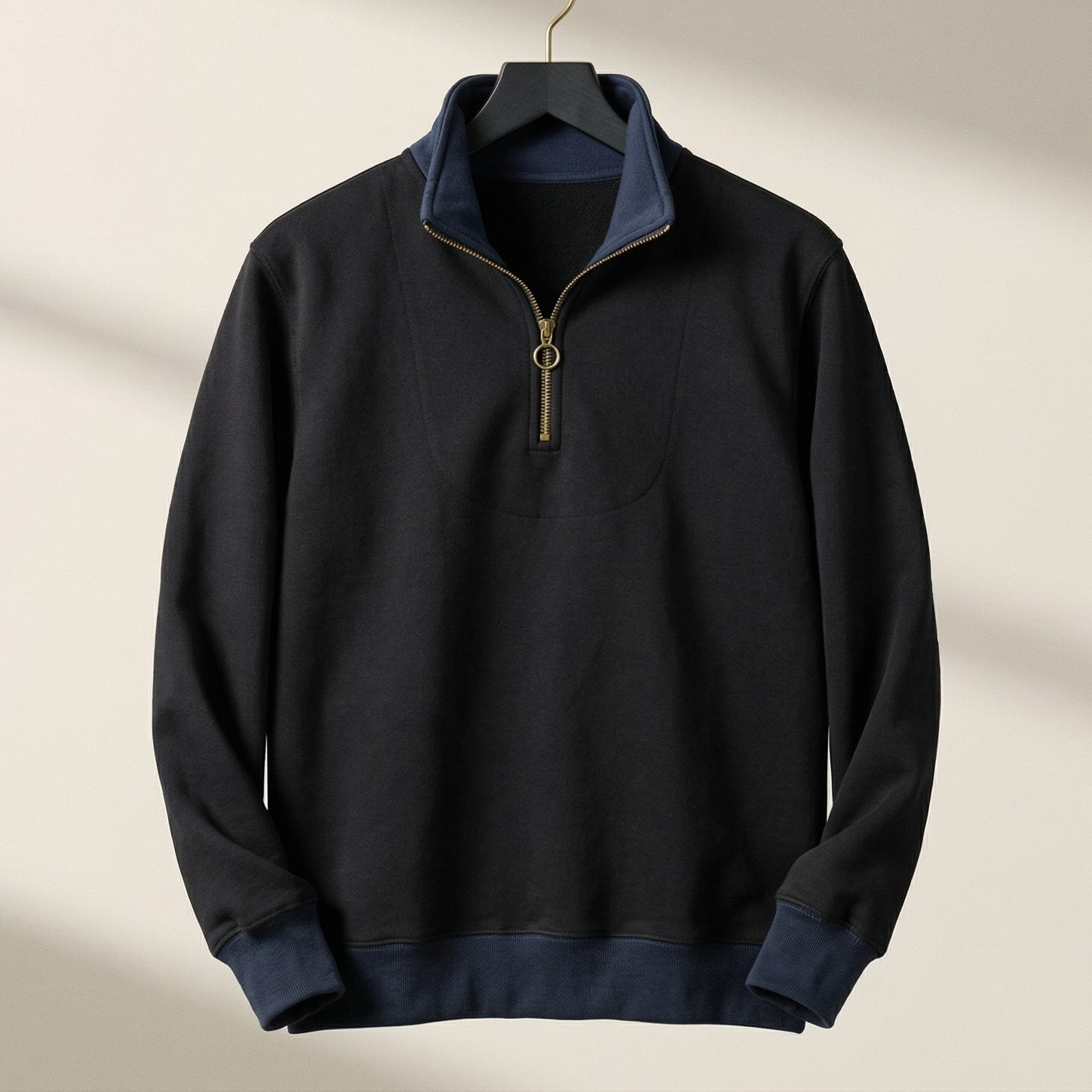 Marco | Men's Quarter Zip Sweater Brown Charcoal Colorblock