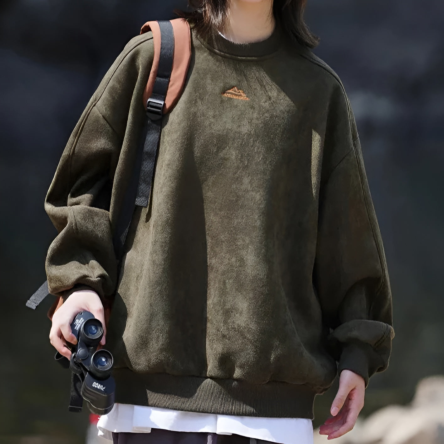 Milo | Men's Oversized Crew Neck Sweater Olive