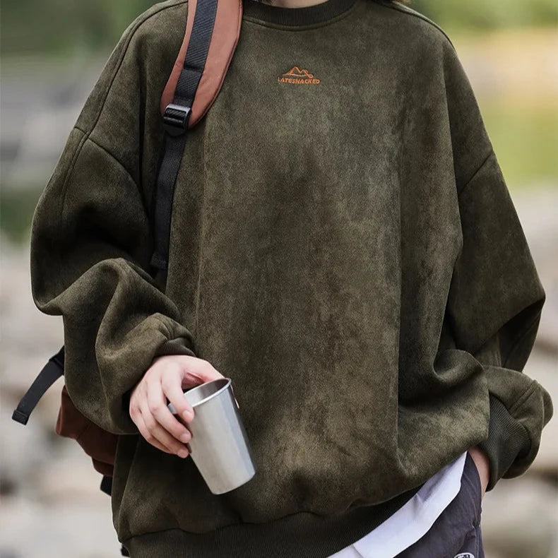 Milo | Men's Oversized Crew Neck Sweater Olive
