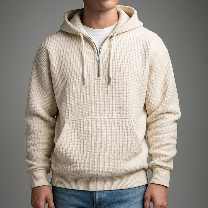 Luca | Men's Zip Up Hoodie Light Blue Thermal