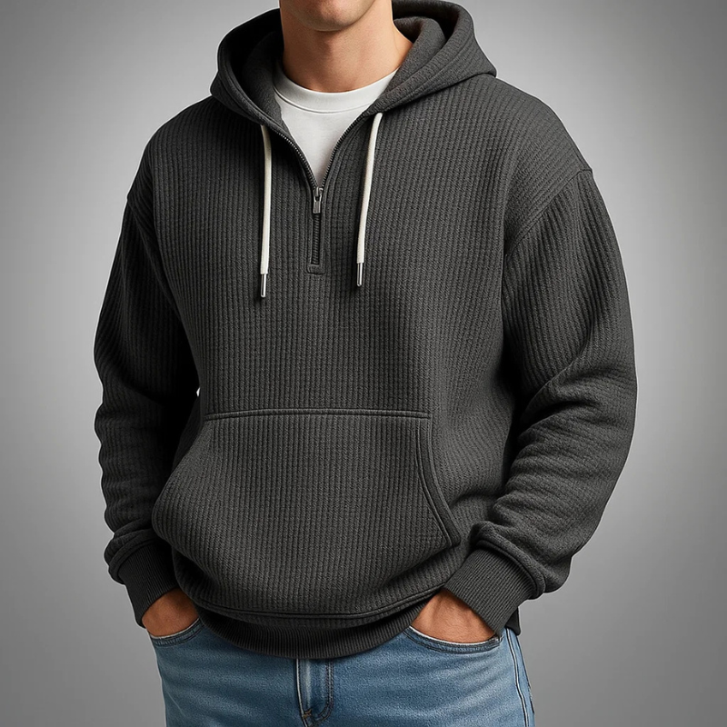 Luca | Men's Zip Up Hoodie Light Blue Thermal