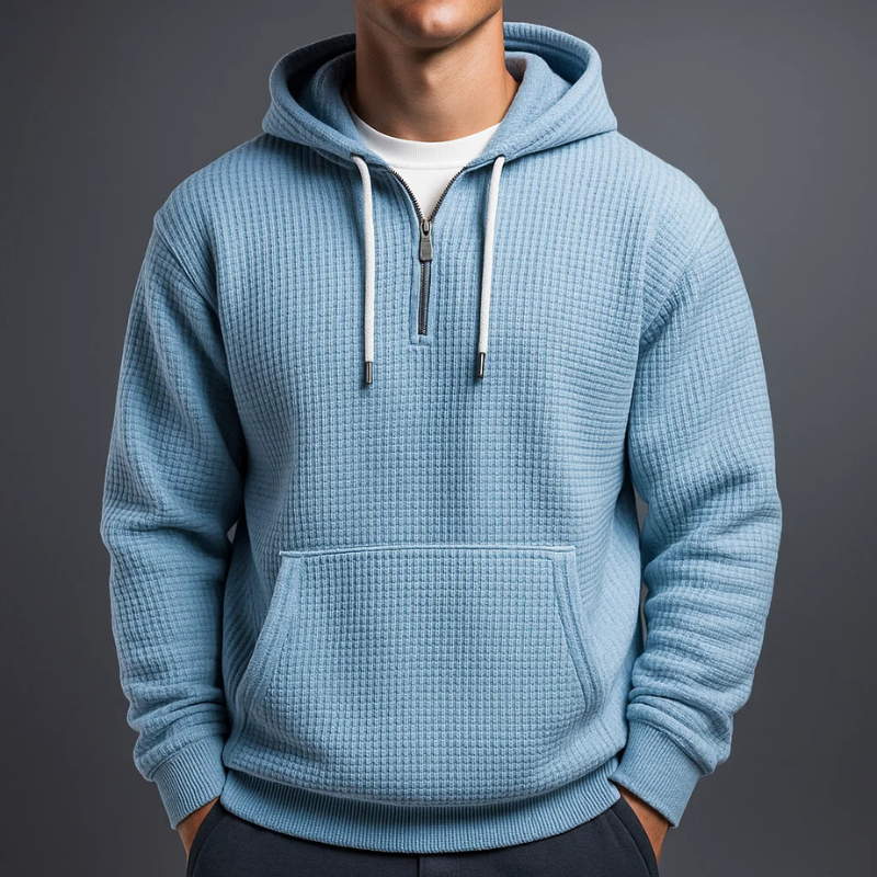 Luca | Men's Zip Up Hoodie Light Blue Thermal