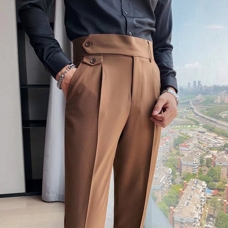 Otto | Men's Tailored Dress Pants Black Pleated Cuff
