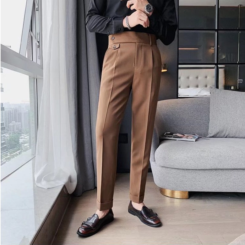Otto | Men's Tailored Dress Pants Black Pleated Cuff