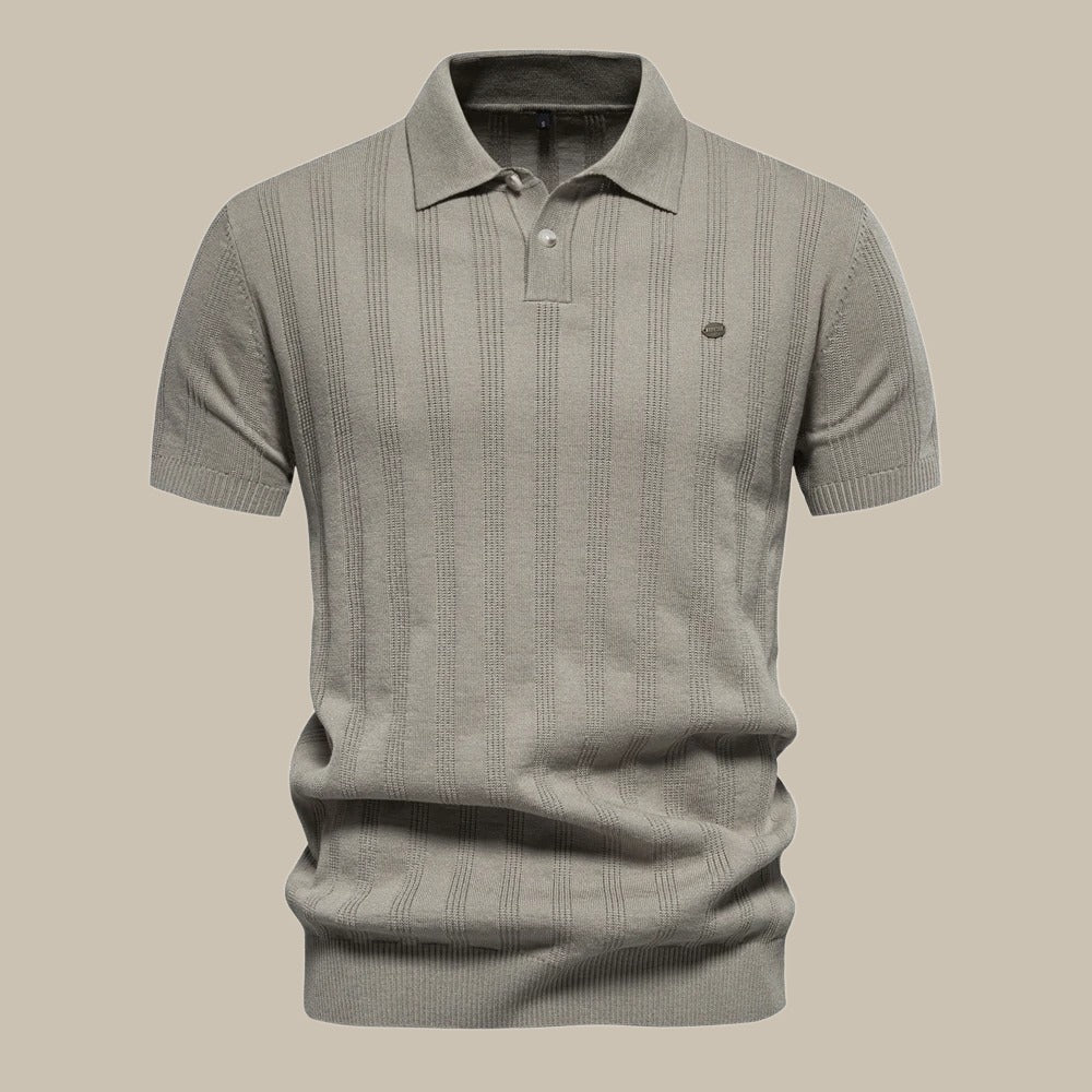 Jax | Men's Ribbed Knit Polo Shirt Black
