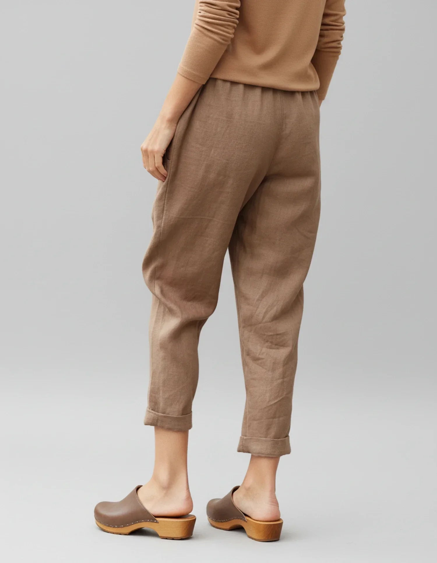 Nola | Women's Linen Pants White Cropped Cuffed