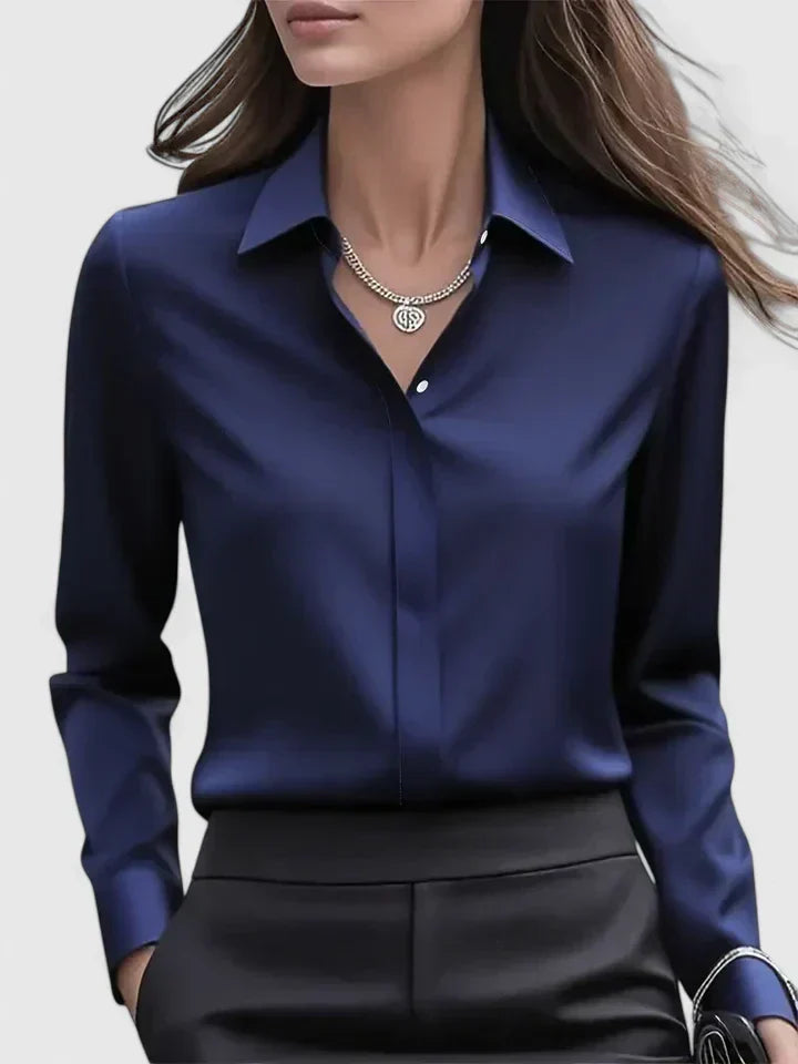 Mia | Women's Button Down Shirt Navy Long Sleeve
