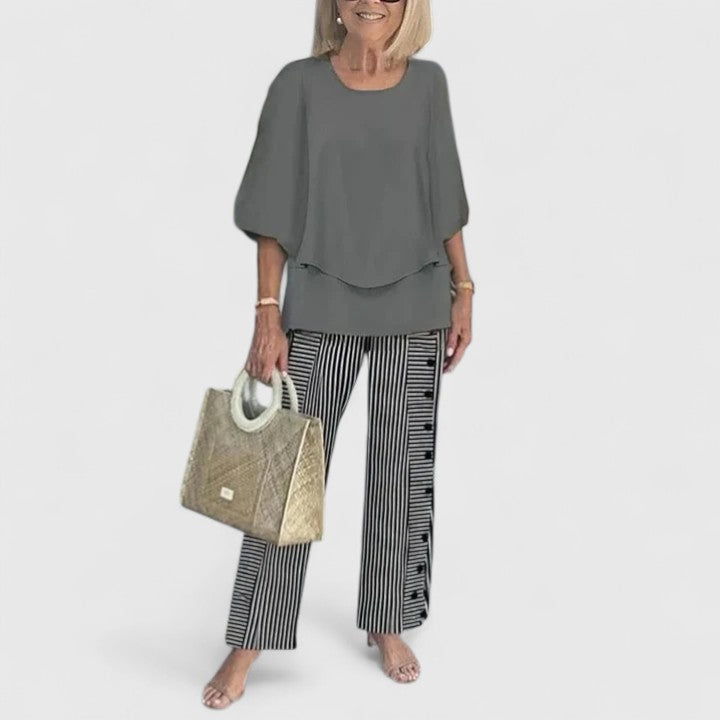 Stella | Women's Lounge Set Sage Green Floral Print Pants