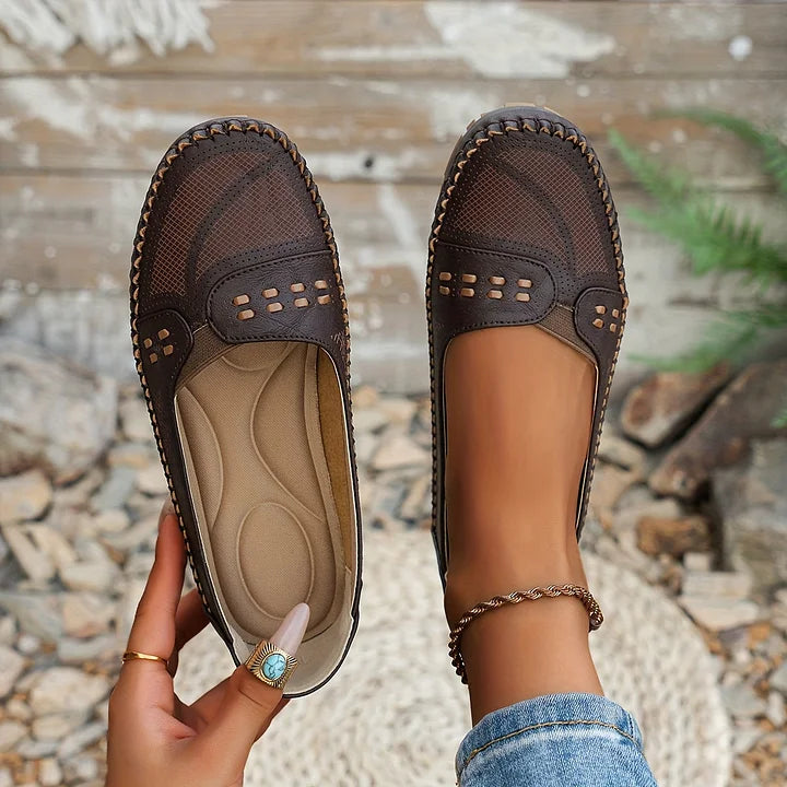 Aria | Women's Perforated Loafer Cream Slip On Comfort