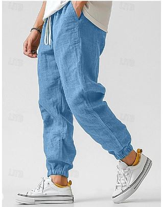 Milo | Men's Linen Joggers Taupe Elastic Waist