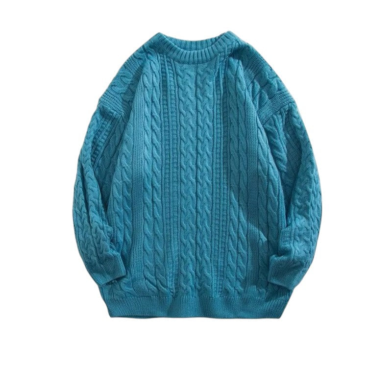 Voss | Men's Cable Knit Sweater Teal Crew Neck