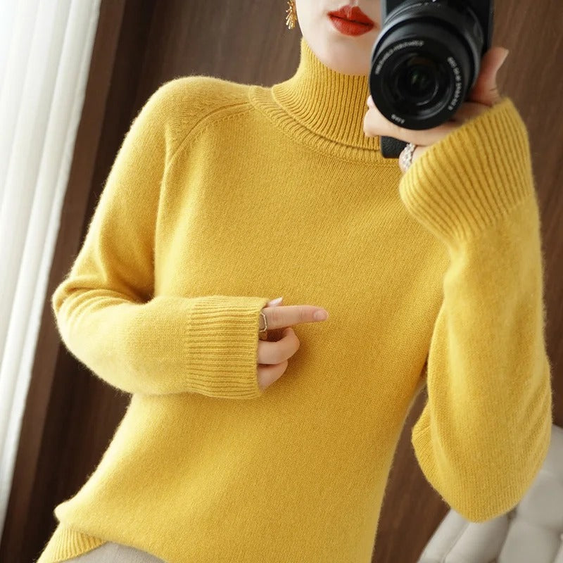 Lola | Women's Turtleneck Sweater Gray Wool Knit