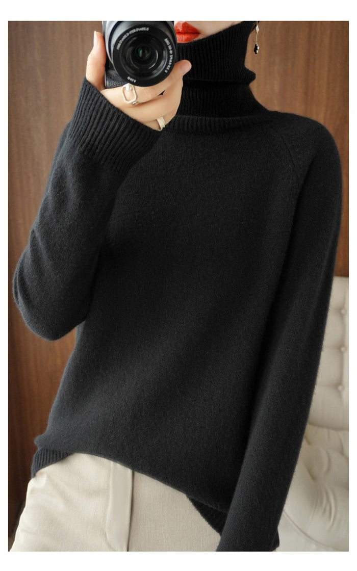 Lola | Women's Turtleneck Sweater Gray Wool Knit
