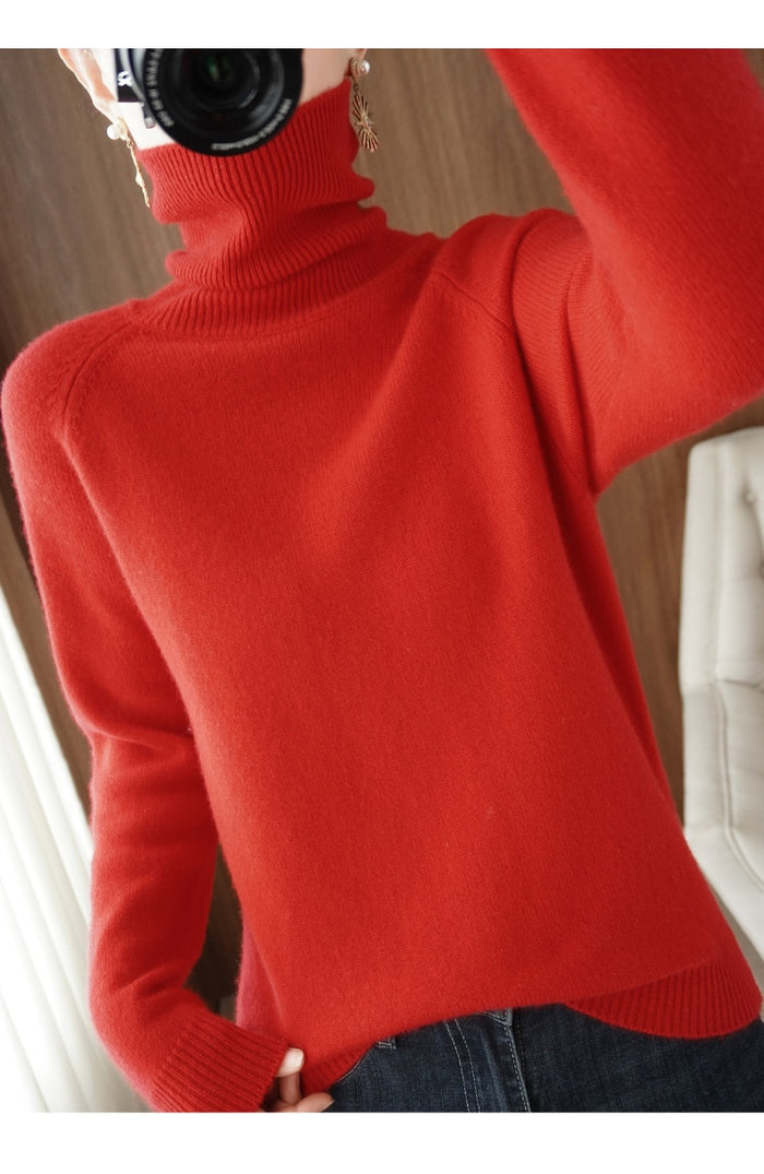 Lola | Women's Turtleneck Sweater Gray Wool Knit