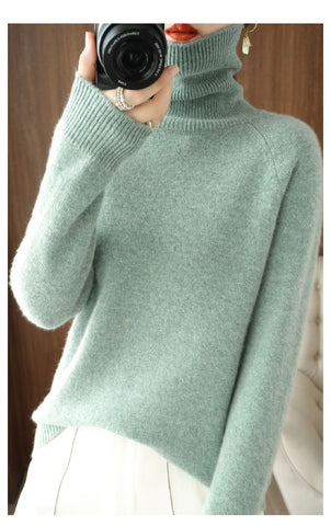 Lola | Women's Turtleneck Sweater Gray Wool Knit