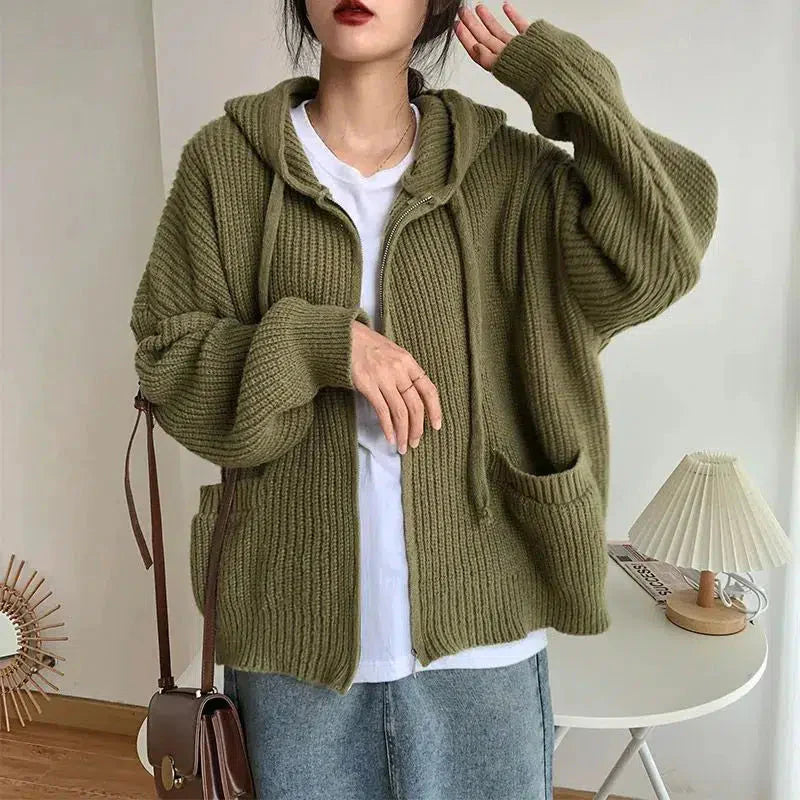 Dama Washington Alvina women's zip-up hooded cardigan - front view