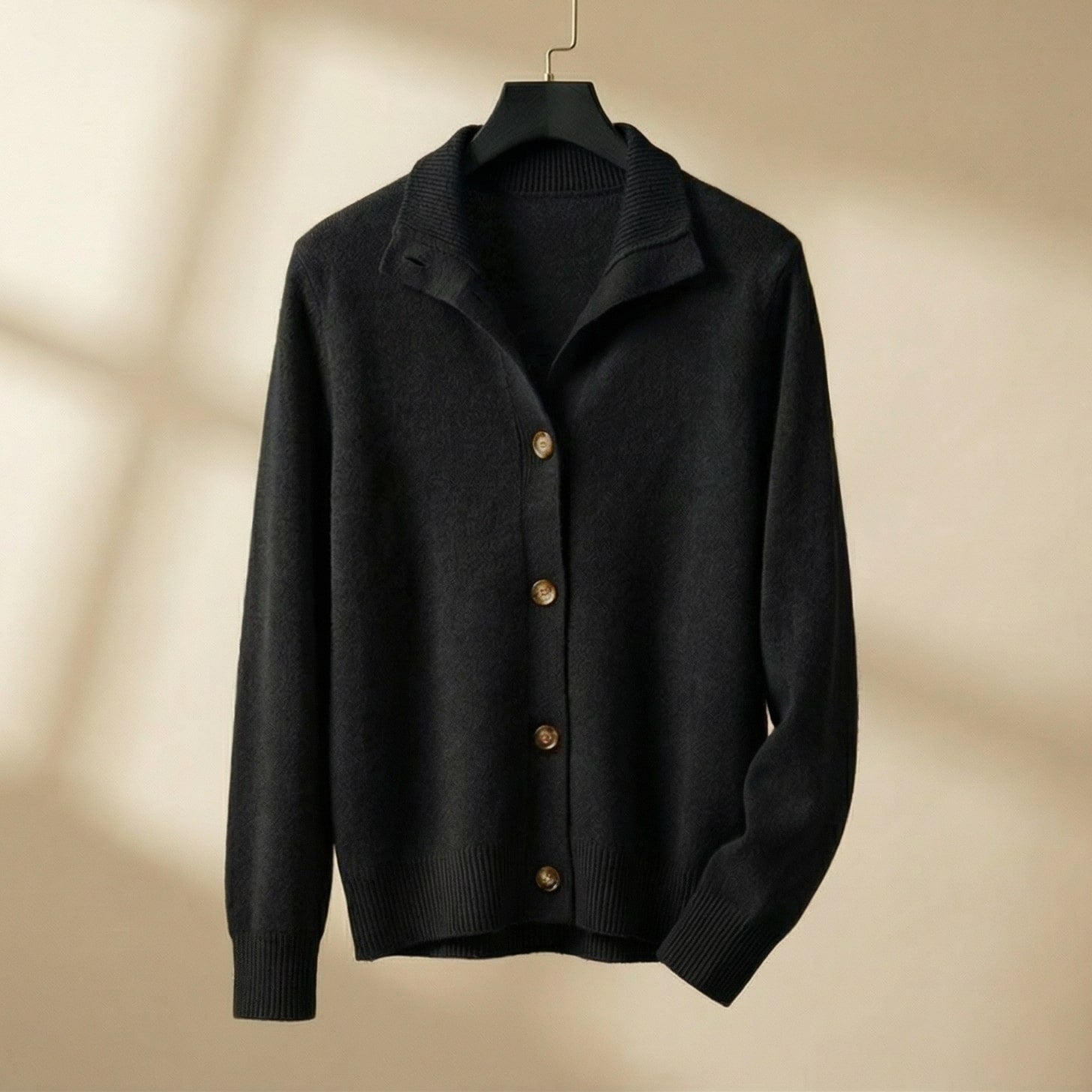 Nina | Women's Wool Cardigan Sweater Camel Button Front