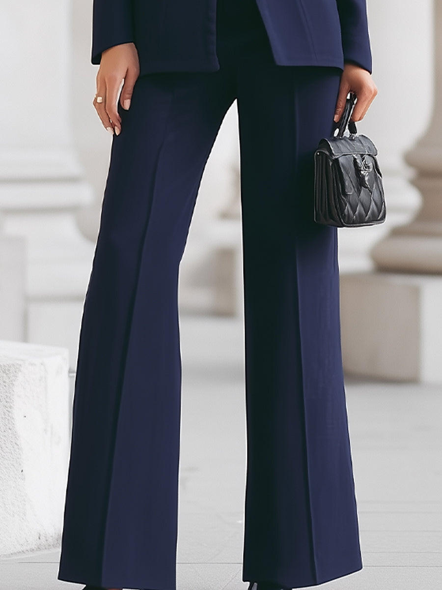 Vera | Women's Tailored Blazer And Pant Set Navy Long Sleeve