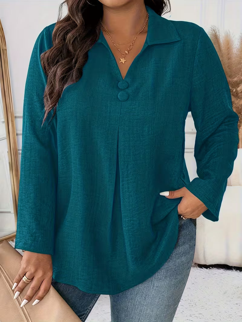 Maeve | Women's Button Up Blouse Gray Long Sleeve Collared