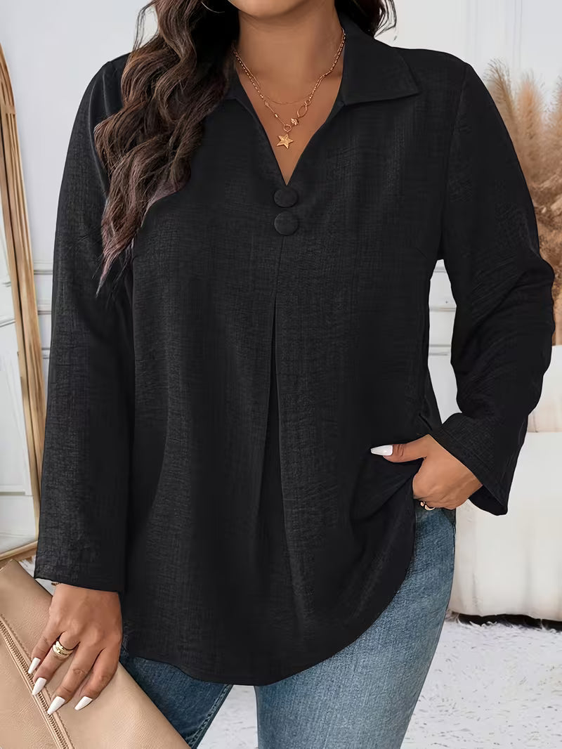 Maeve | Women's Button Up Blouse Gray Long Sleeve Collared