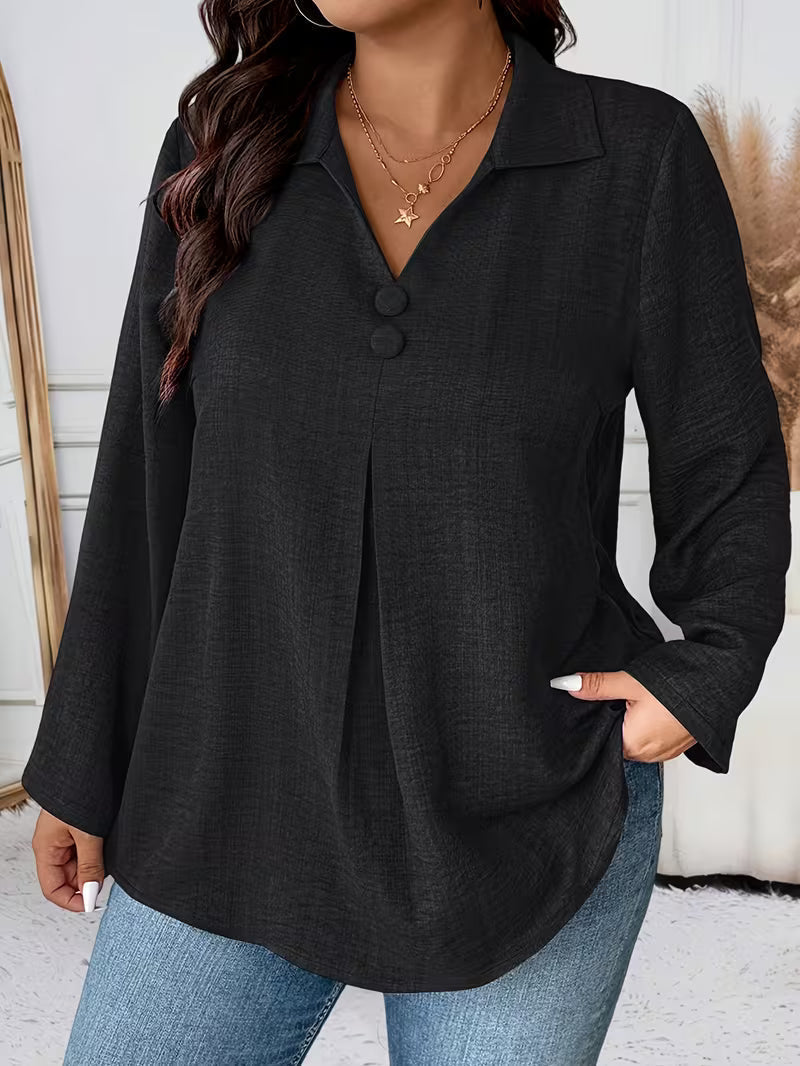 Maeve | Women's Button Up Blouse Gray Long Sleeve Collared