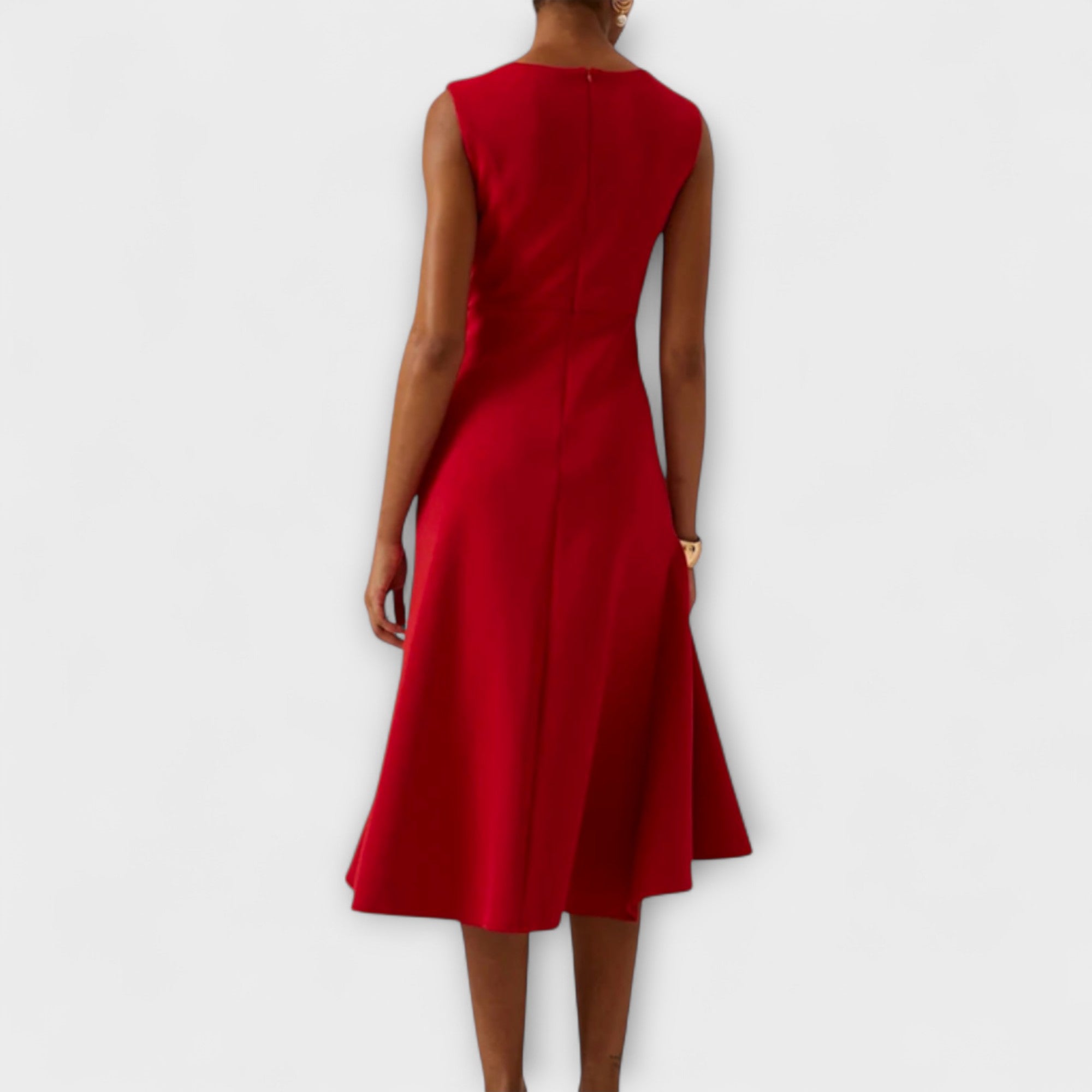 Vera | Women's Wrap Midi Dress Red Sleeveless