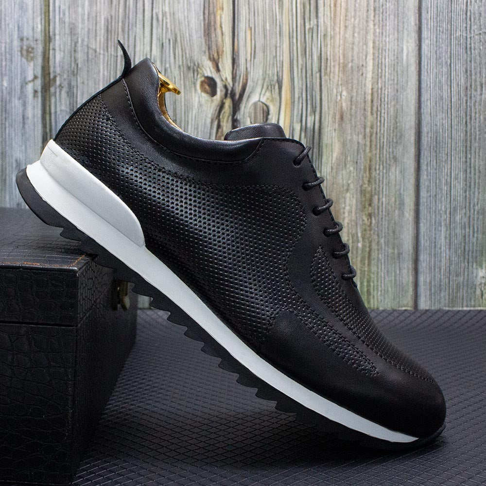 Kai | Men's Leather Lace Up Sneaker Brown White Sole