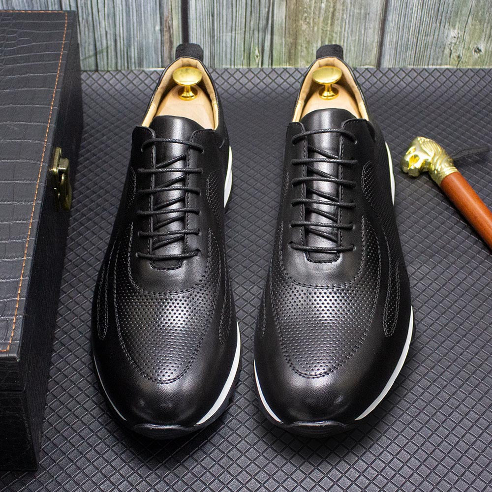 Kai | Men's Leather Lace Up Sneaker Brown White Sole