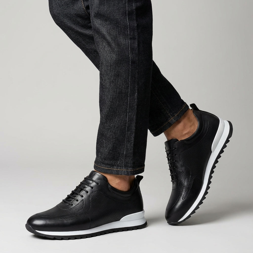 Kai | Men's Leather Lace Up Sneaker Brown White Sole