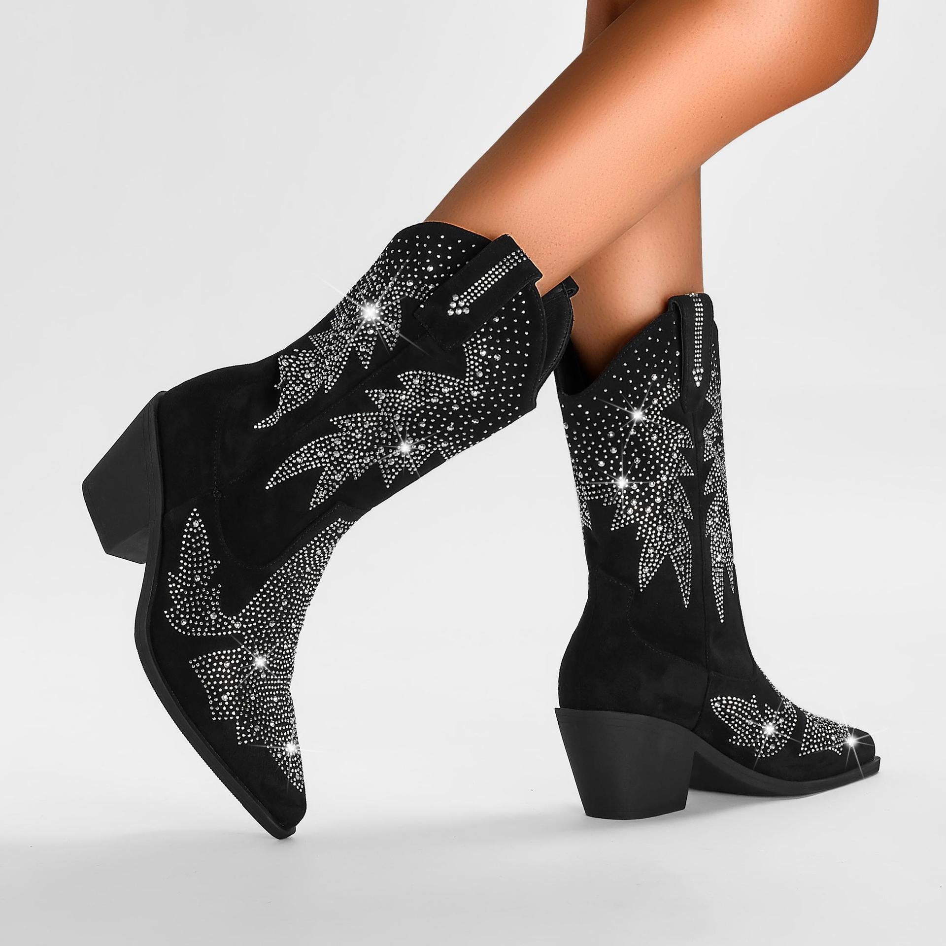 Dama Washington Sigrid embellished mid calf pointed toe boots - view 4