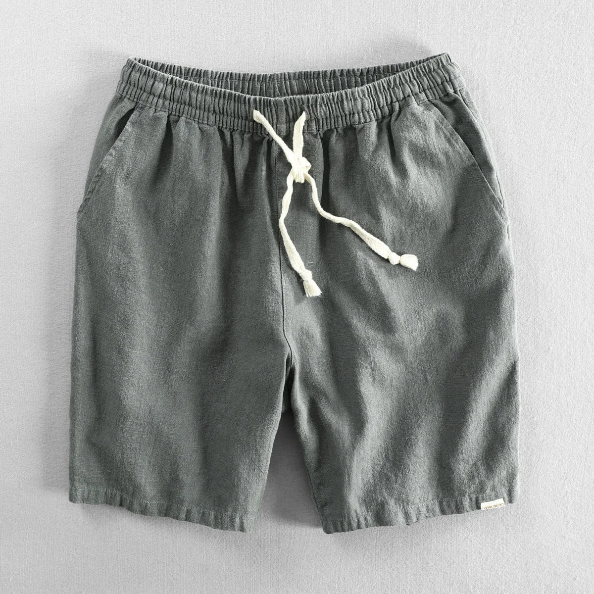 Beau | Men's Linen Shorts Gray Drawstring
