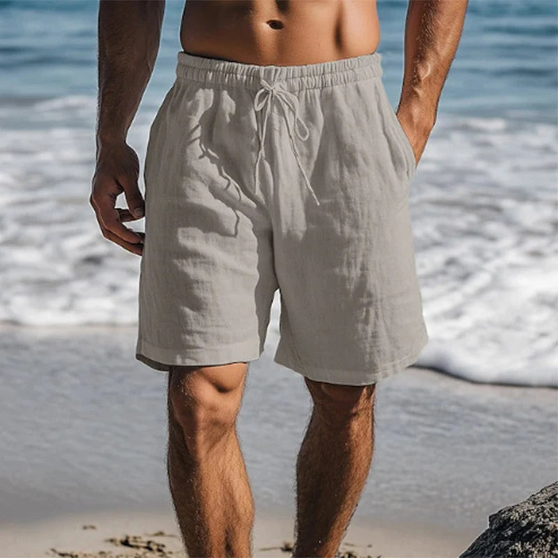 Bram | Men's Linen Shorts Cream Drawstring