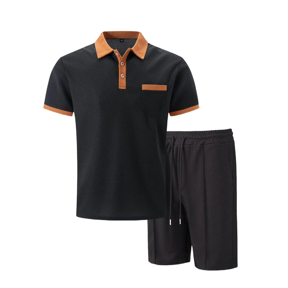 Beau | Men's Sweatsuit Cream Polo Shirt Shorts Set