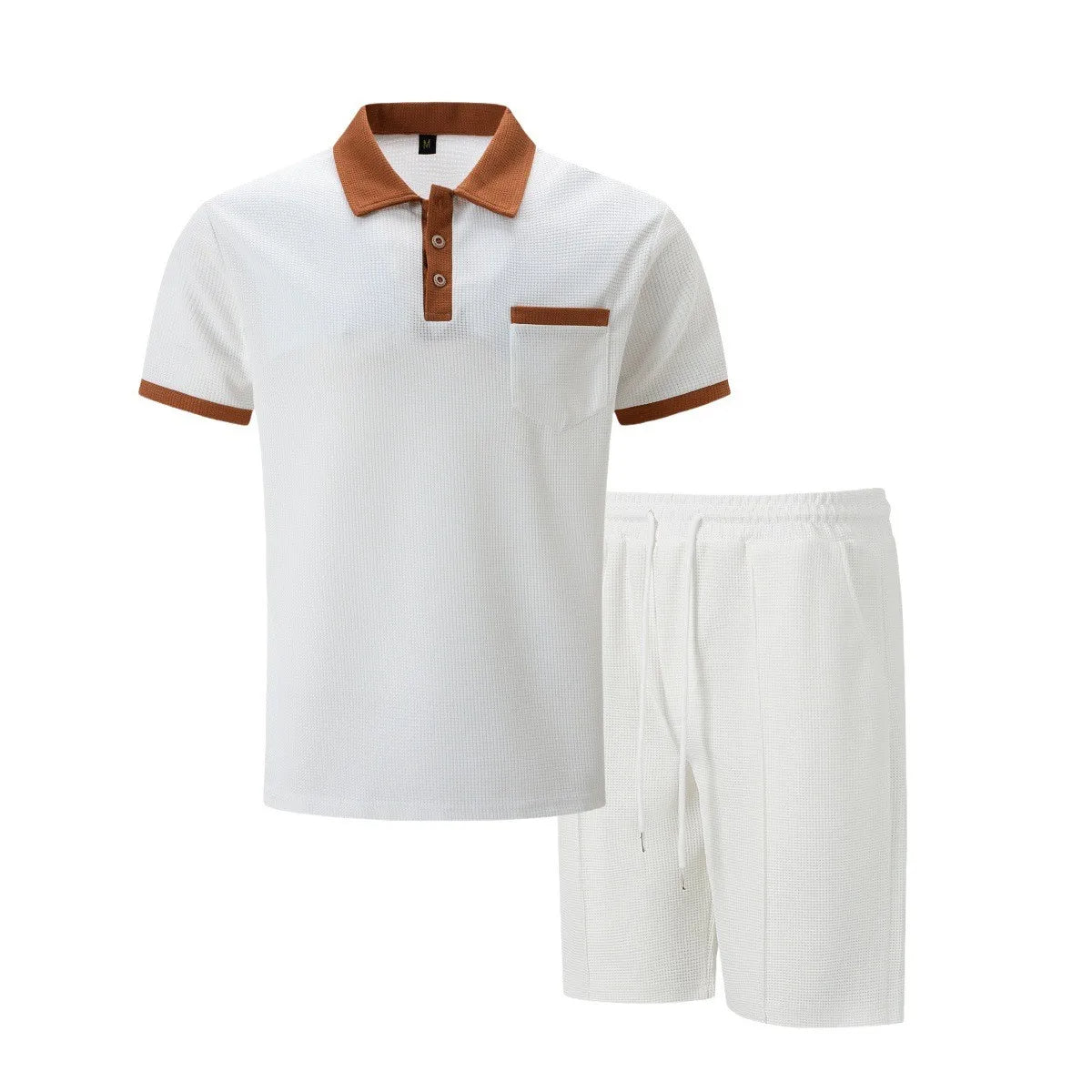 Beau | Men's Sweatsuit Cream Polo Shirt Shorts Set