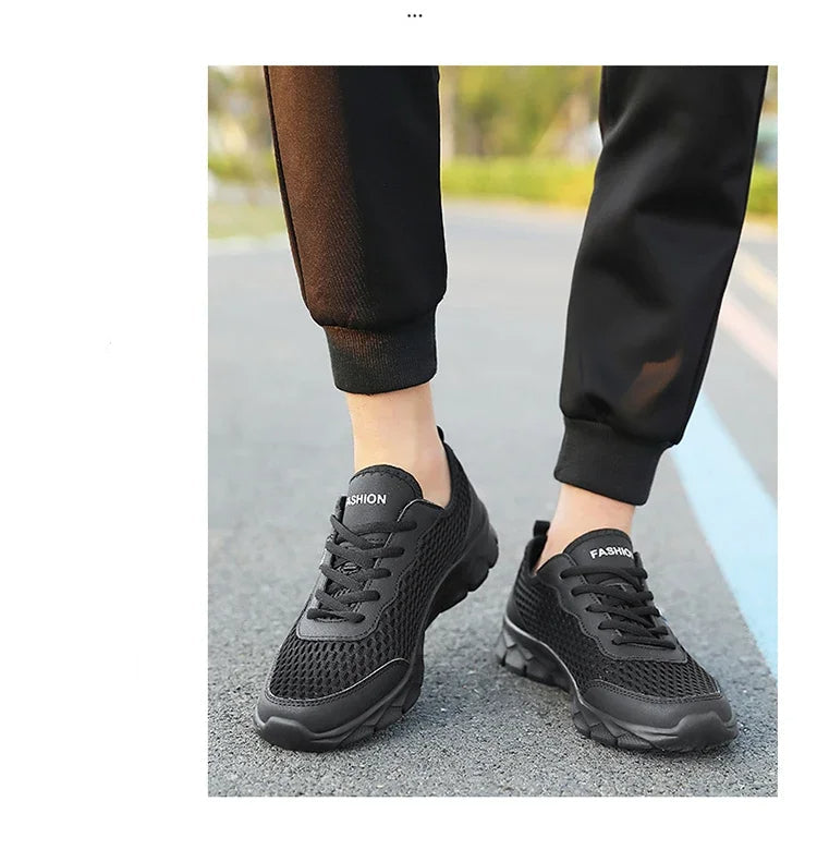 York | Men's Mesh Athletic Running Sneaker Black Lightweight
