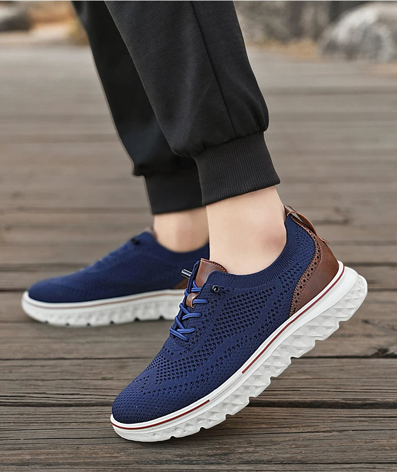 Kane | Men's Knit Lace Up Sneaker Cream Brown
