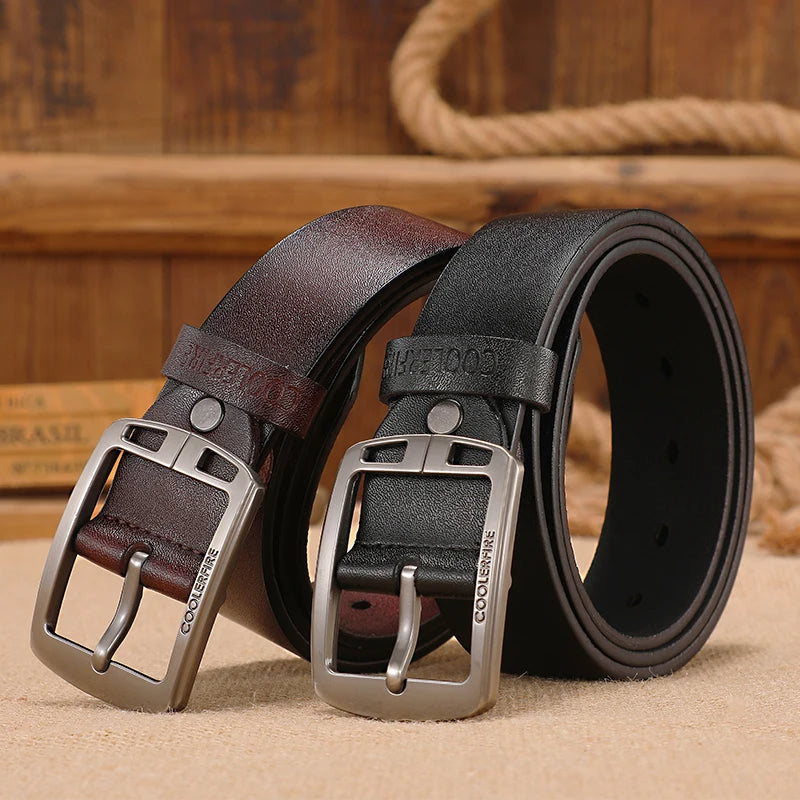 Demi | Men's Leather Belt Brown Buckle Casual Style