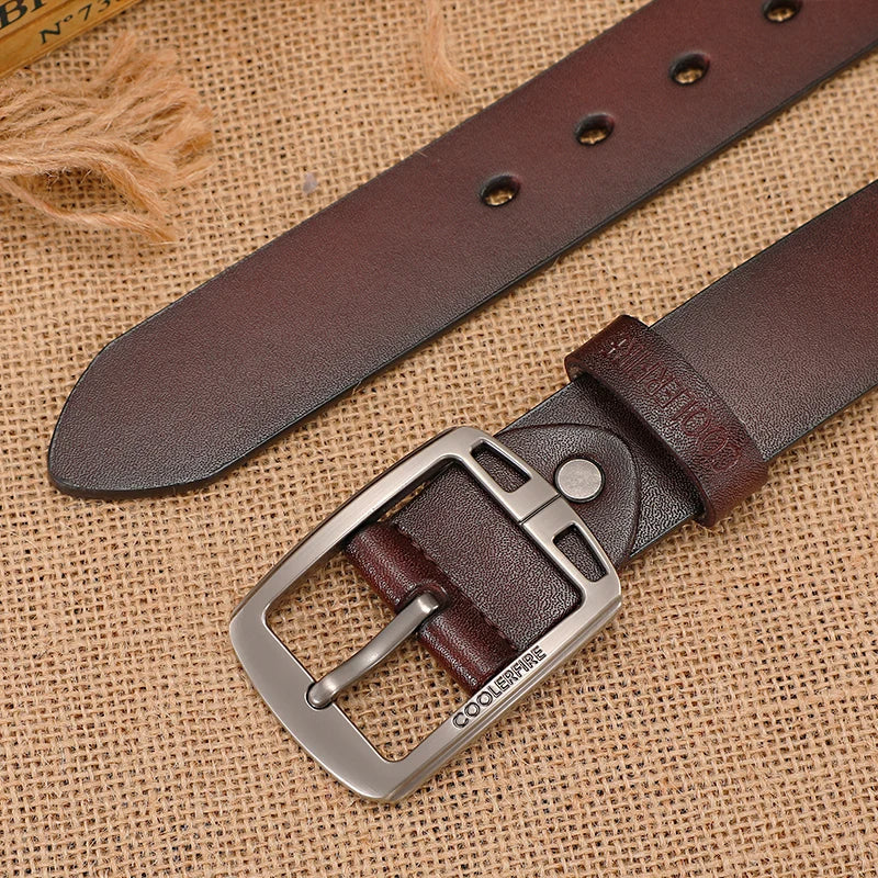 Demi | Men's Leather Belt Brown Buckle Casual Style