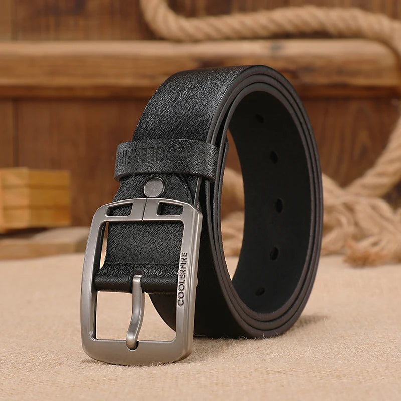 Demi | Men's Leather Belt Brown Buckle Casual Style