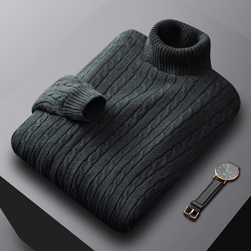 Voss | Men's Cable Knit Turtleneck Sweater Burgundy