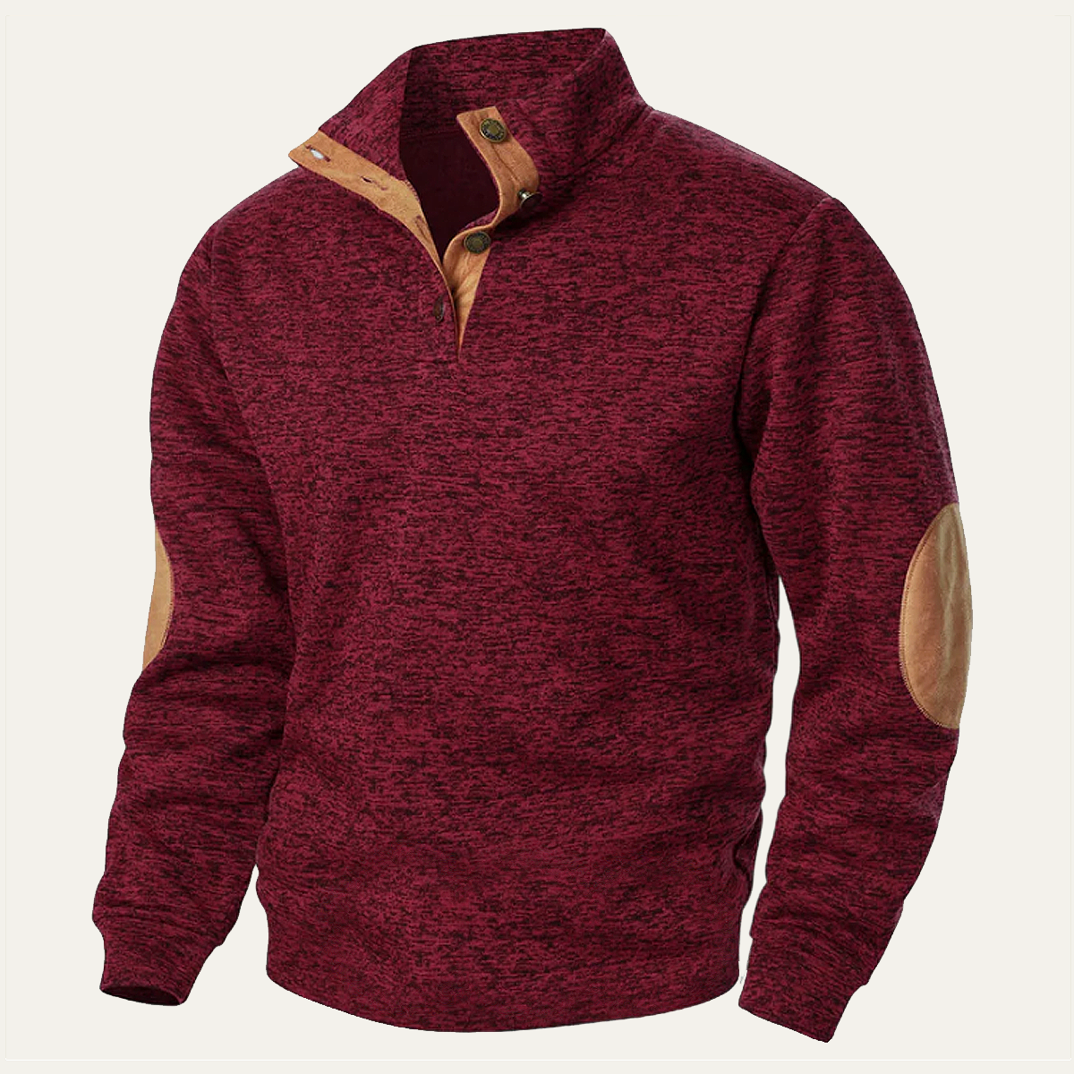 Bram | Men's Quarter Zip Sweater Burgundy Elbow Patch